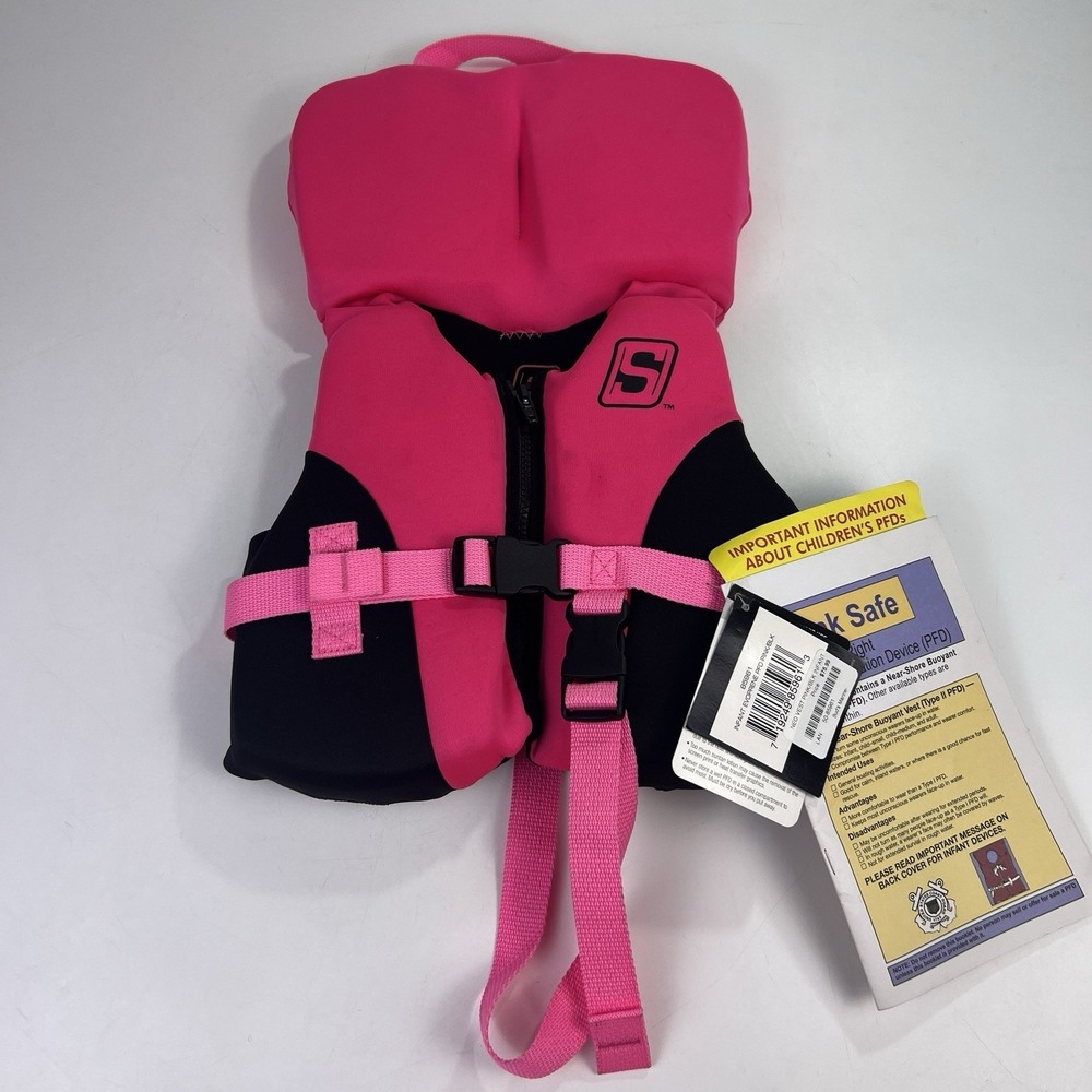 Infant Life Jacket PFD Pink Black USCG Type II Evoprene Multisport Up To 30lbs